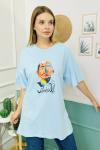 155446 Oversize Baskili Kisa Kol Tshirt